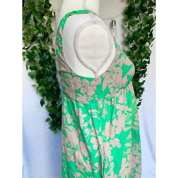 Old Navy Made in Indonesia Floral Green and Tan Mini Dress Women’s Size Small - Picture 6 of 9
